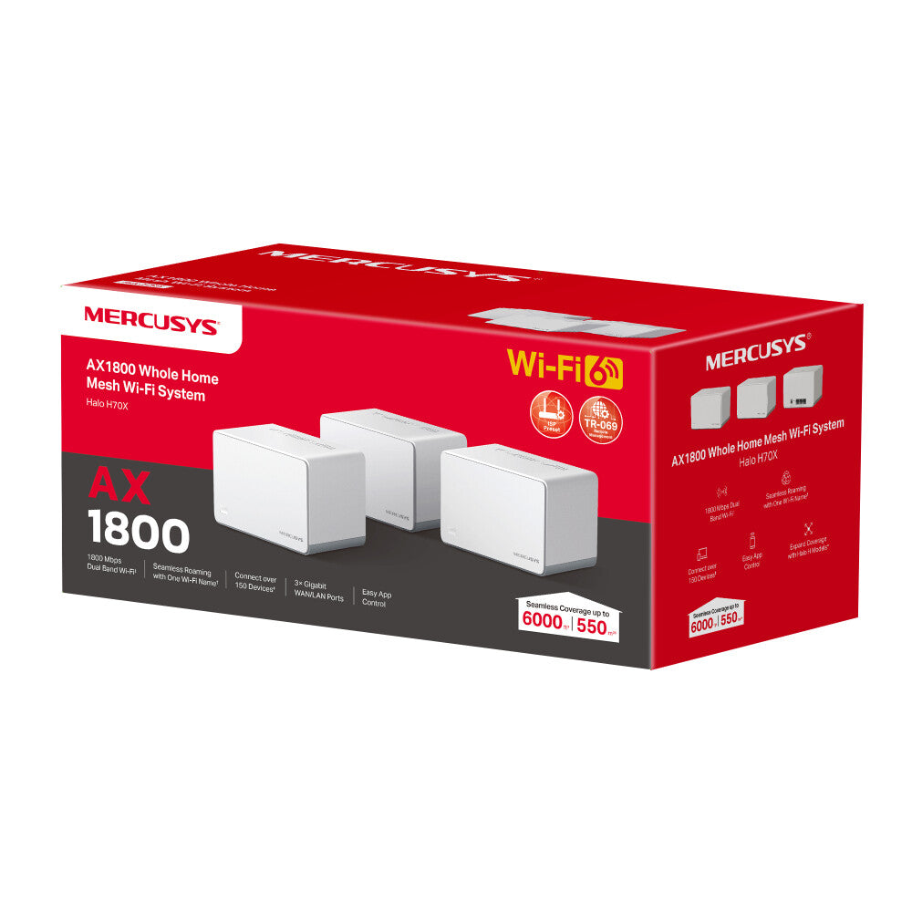 Mercusys Halo H70X (3-pack) Dual-band (2,4 GHz / 5 GHz) Wi-Fi 6 (802.11ax) Vit Intern