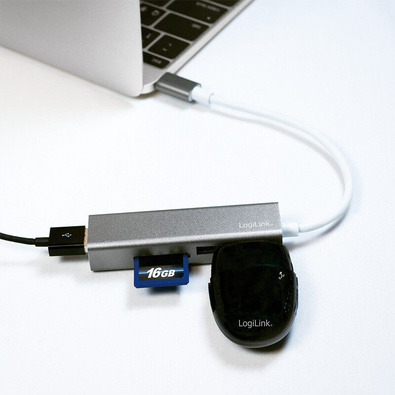 LogiLink UA0305 dockningsstationer för bärbara datorer USB 3.2 Gen 1 (3.1 Gen 1) Type-C Gjuten aluminium