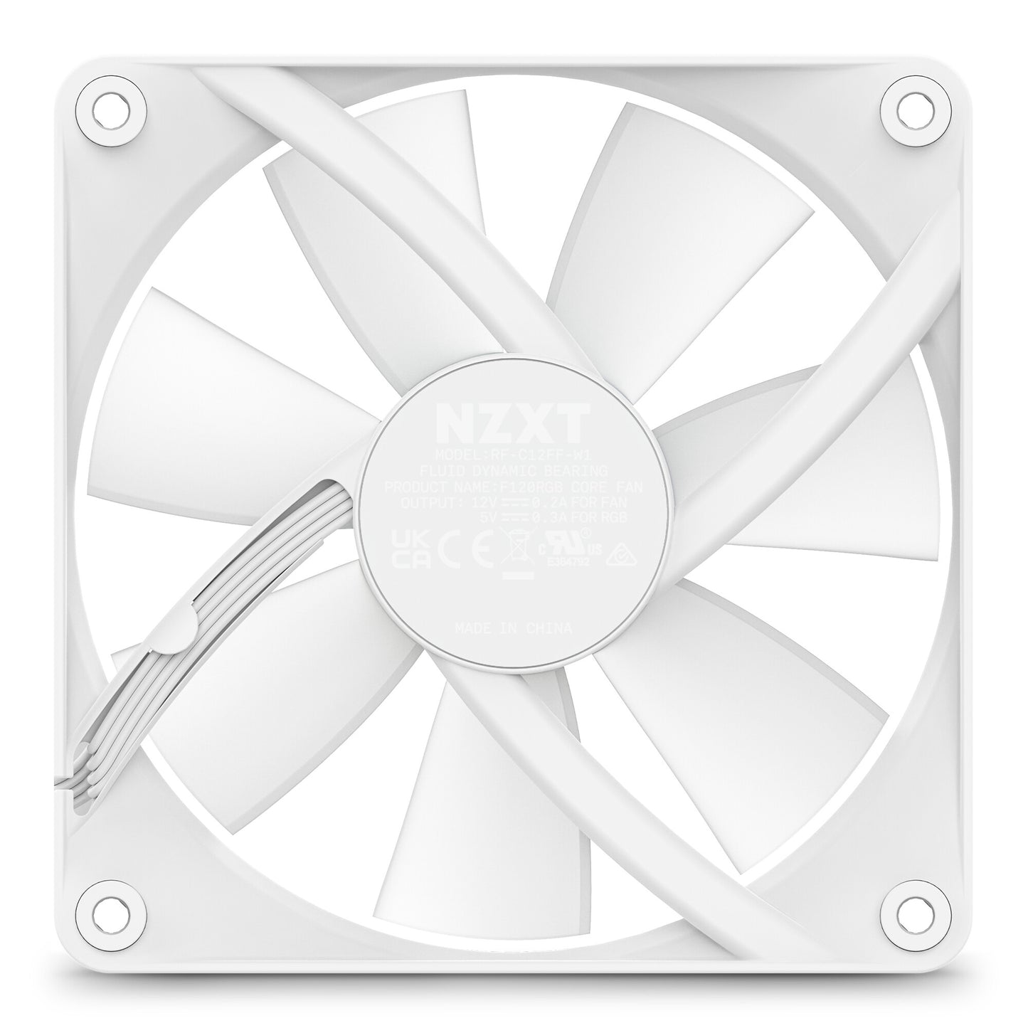 NZXT F120 RGB Core Datorväska Fan 12 cm Vit 1 styck