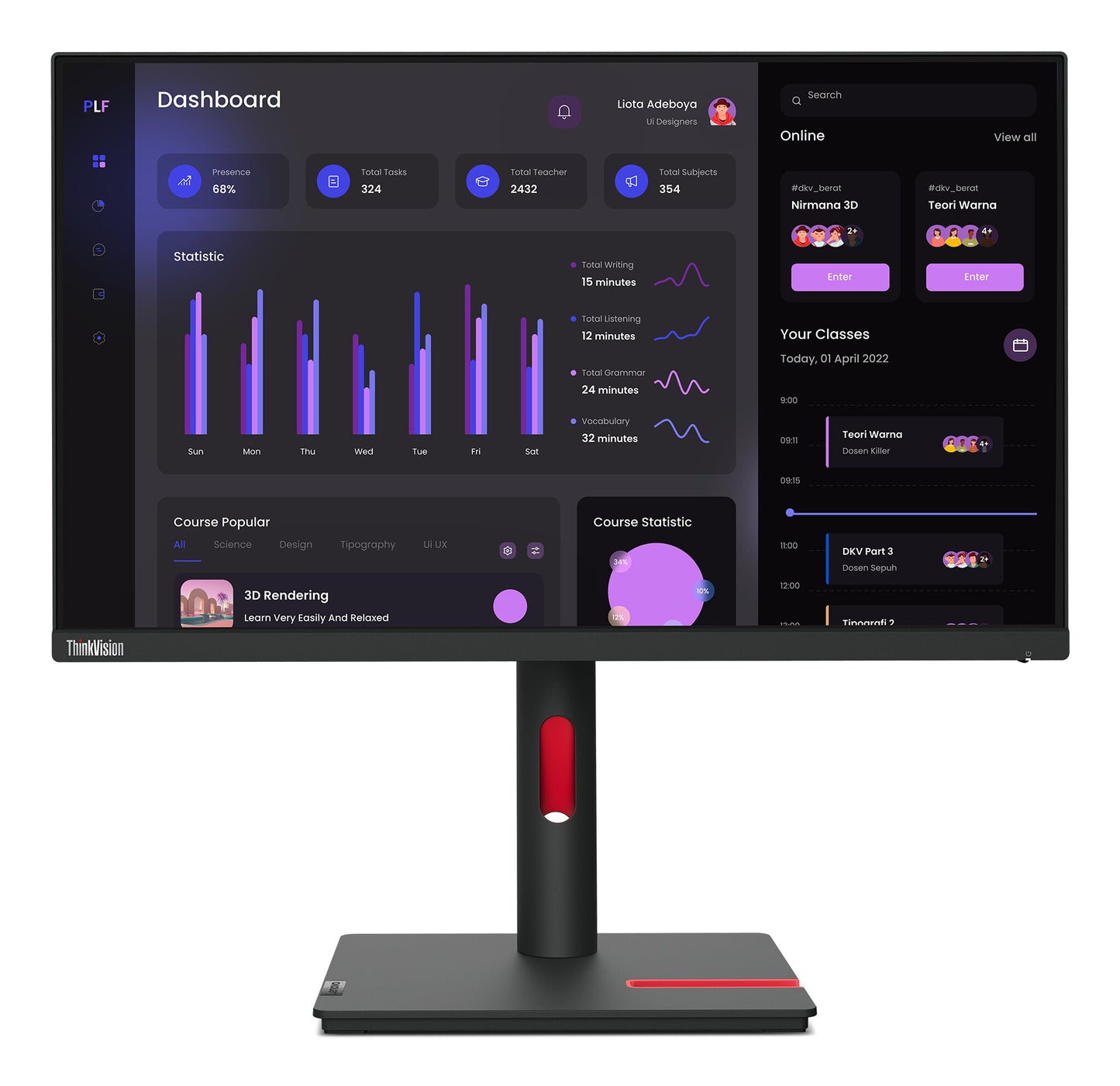 Lenovo ThinkVision T24i-30 LED display 60,5 cm (23.8") 1920 x 1080 pixlar Full HD Svart