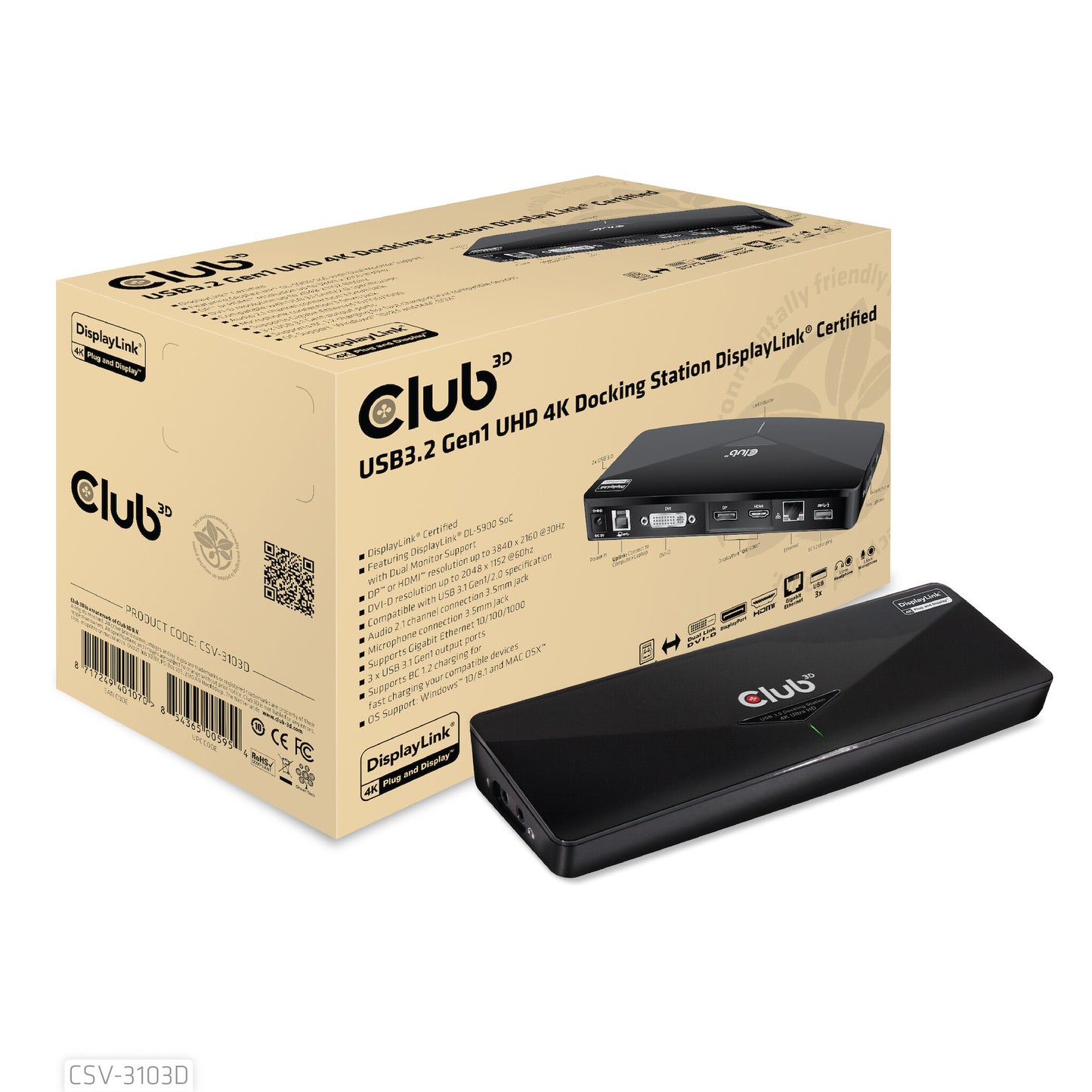 CLUB3D SenseVision USB 3.0 4K UHD Docking Station