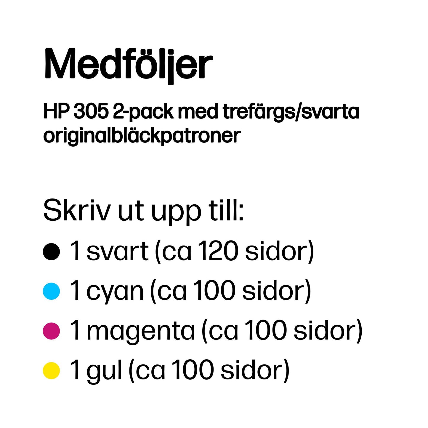 HP 305 2-pack med trefärgs/svarta originalbläckpatroner