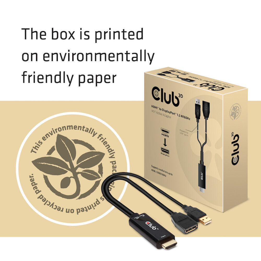 CLUB3D HDMI 2.0 TO DISPLAYPORT 1.2 4K60HZ HDR M/F ACTIVE ADAPTER Svart