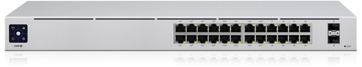Ubiquiti UniFi 24-Port PoE hanterad L2/L3 Gigabit Ethernet (10/100/1000) Strömförsörjning via Ethernet (PoE) stöd 1U Silver
