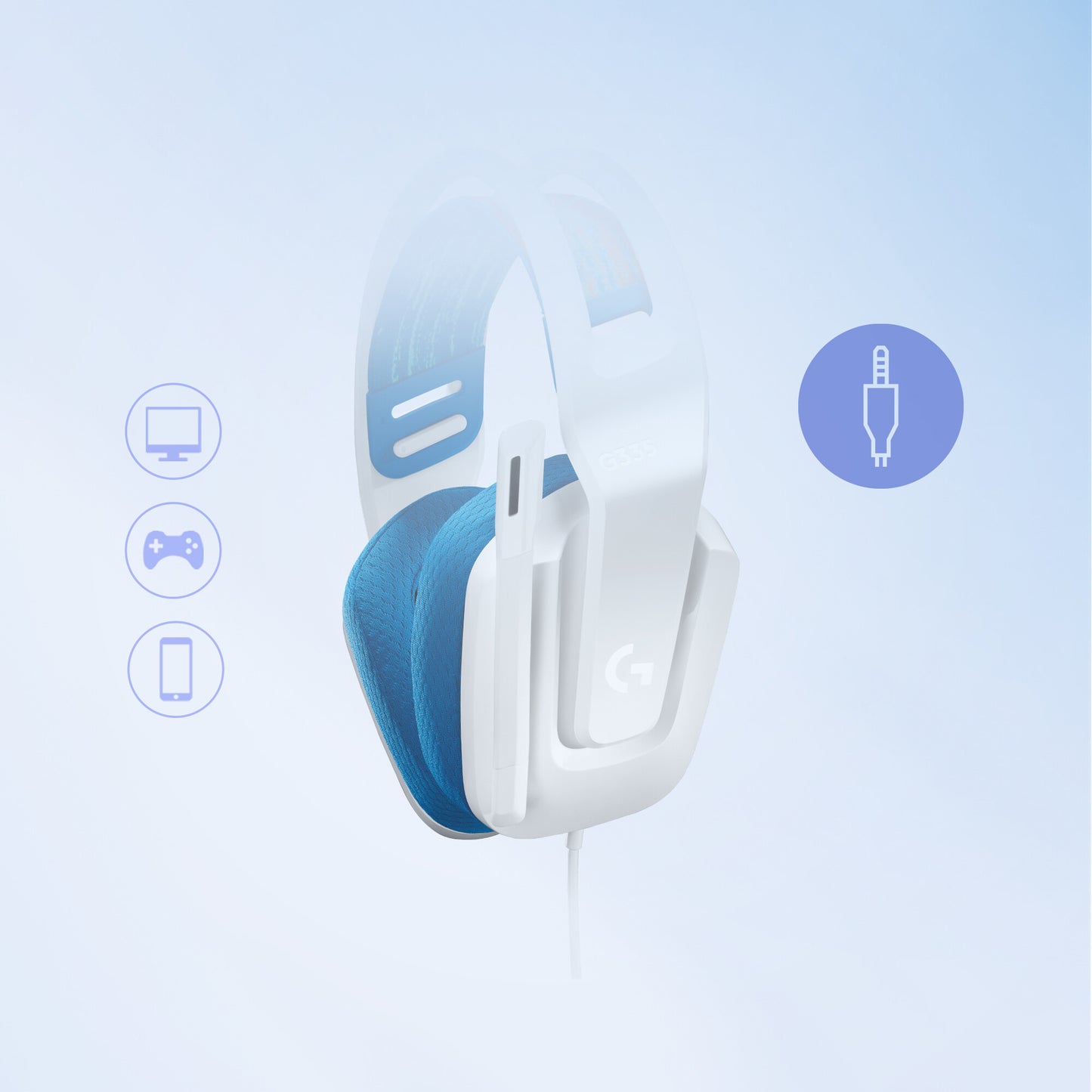 Logitech G G335 Headset Kabel Huvudband Spela Vit
