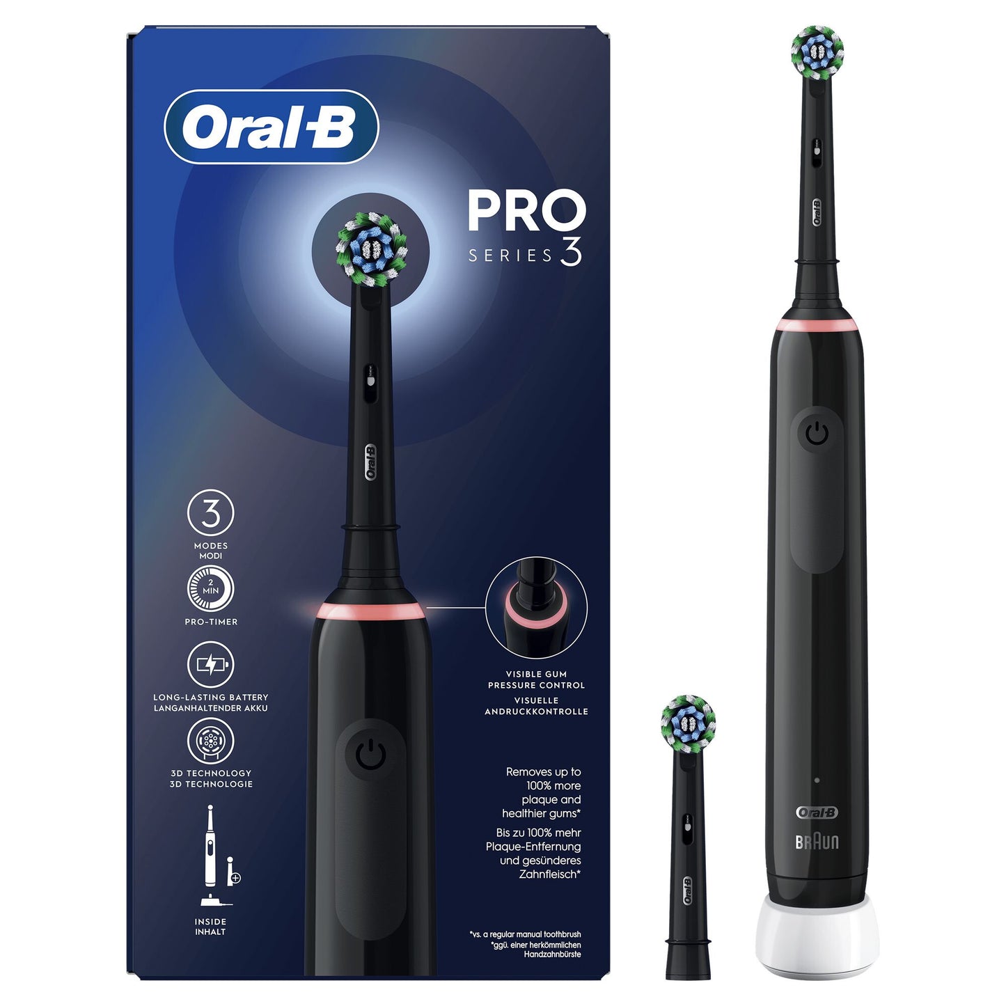 Oral-B Pro 3 3000 Vuxen Roterande och oscillerande tandborste Svart