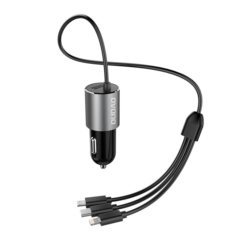 DUDAO R5ProN 3.4A Car Charger Built-in cables Universal Grå Cigarr tändare Snabb laddning Automatisk