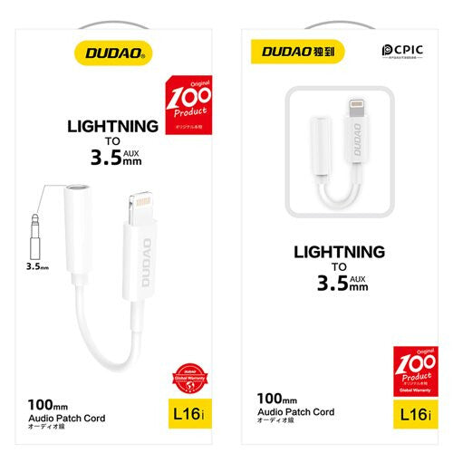 DUDAO Adapter USB Lightning - Jack 3.5mm Bialy _20200226113316 0,1 m Vit