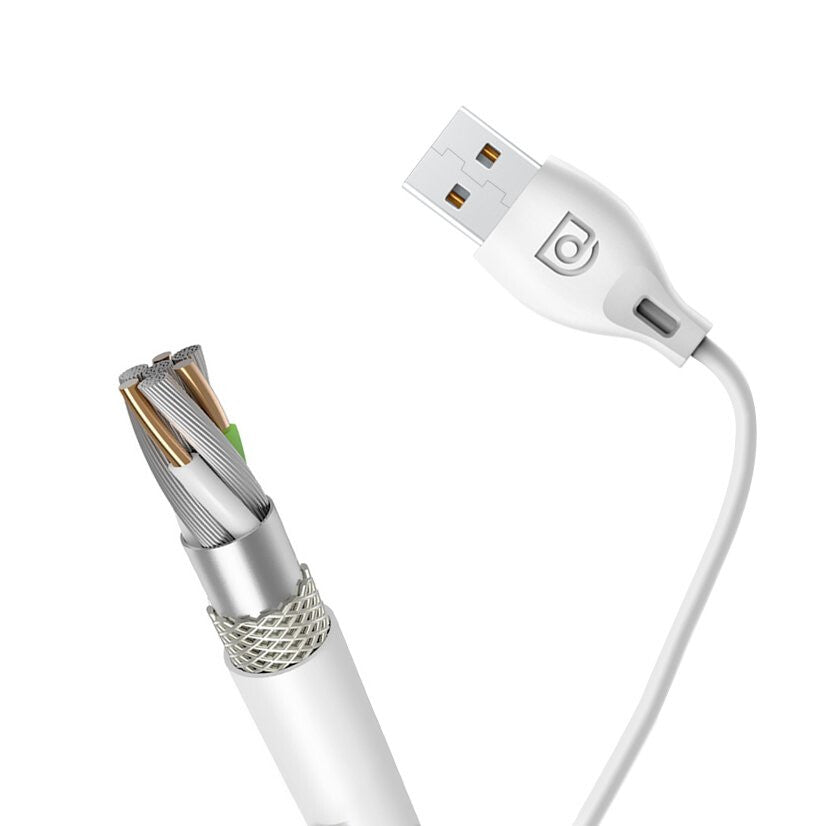 DUDAO L4M USB-A to microUSB cable 1m white USB-kablar USB 2.0 USB A Micro-USB A Vit