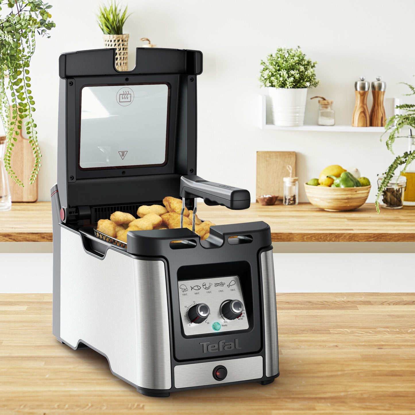 Tefal Clear Duo FR600D Single 0,65 l Fristående 2000 W Fritös Svart, Rostfritt stål