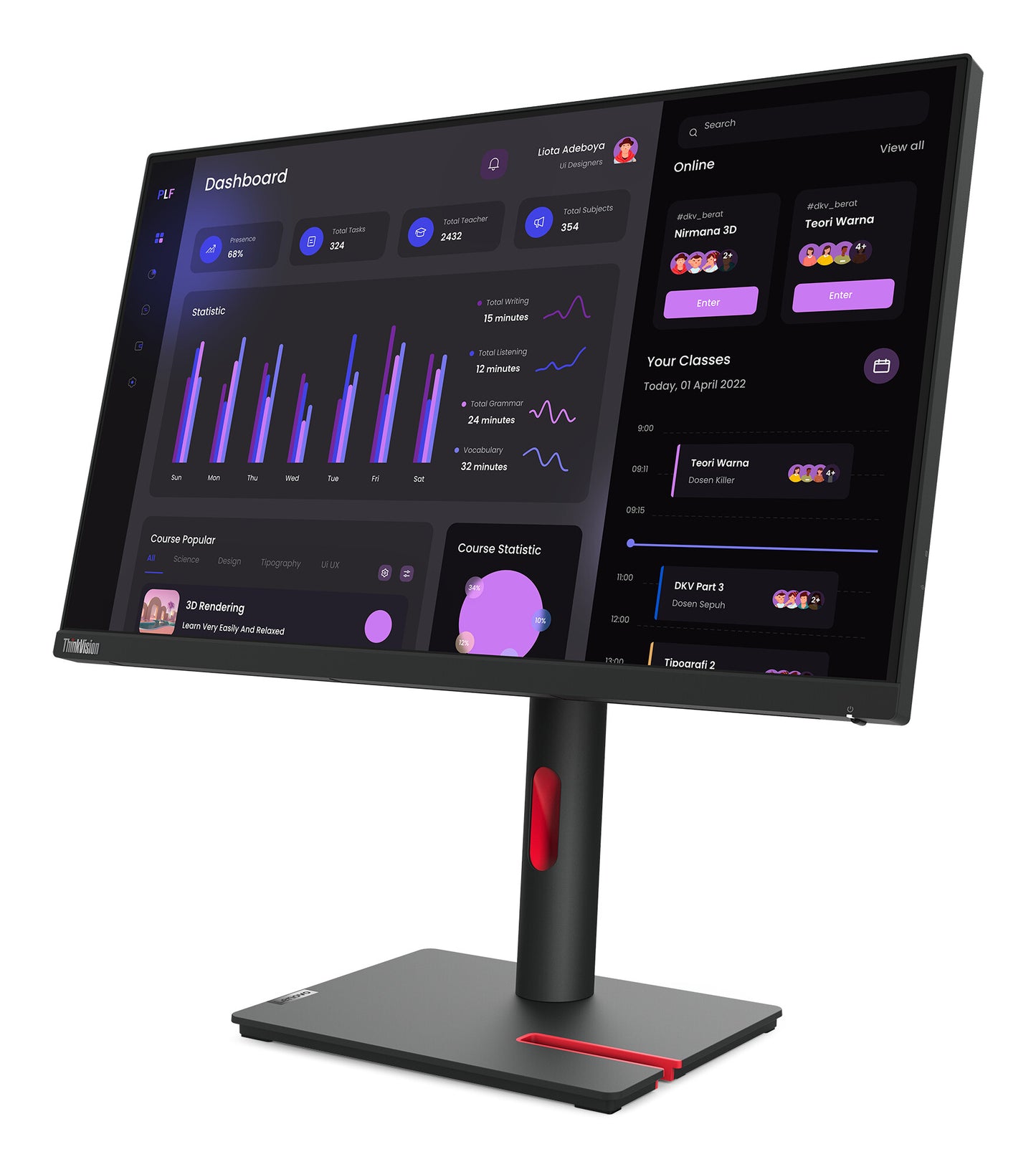 Lenovo ThinkVision T24i-30 LED display 60,5 cm (23.8") 1920 x 1080 pixlar Full HD Svart