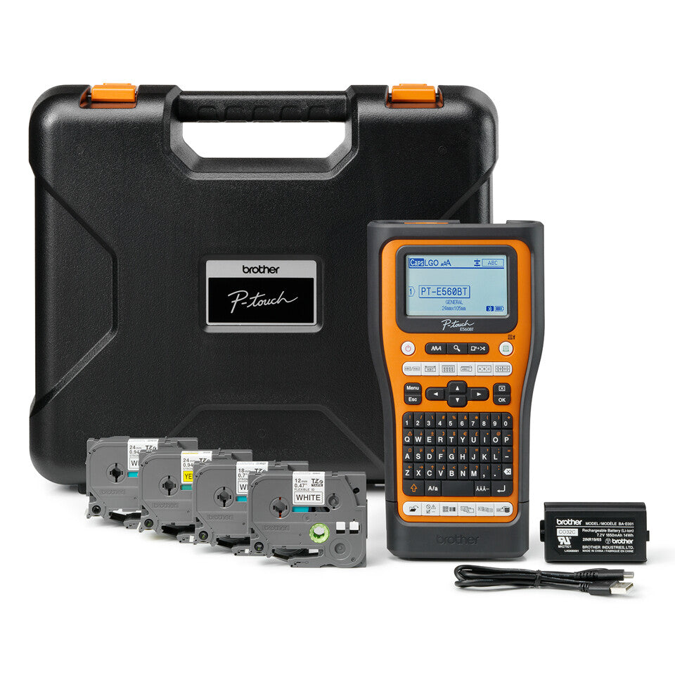 Brother PT-E560BTSP etikettskrivare Termal transfer 180 x 180 DPI 30 mm/sek Kabel & Trådlös HSE/TZe Bluetooth QWERTY