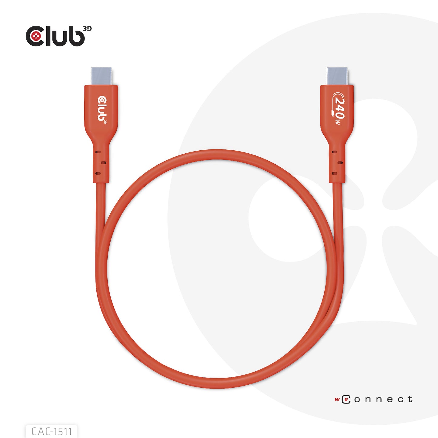 CLUB3D CAC-1511 USB-kablar 1 m USB 2.0 USB C Orange