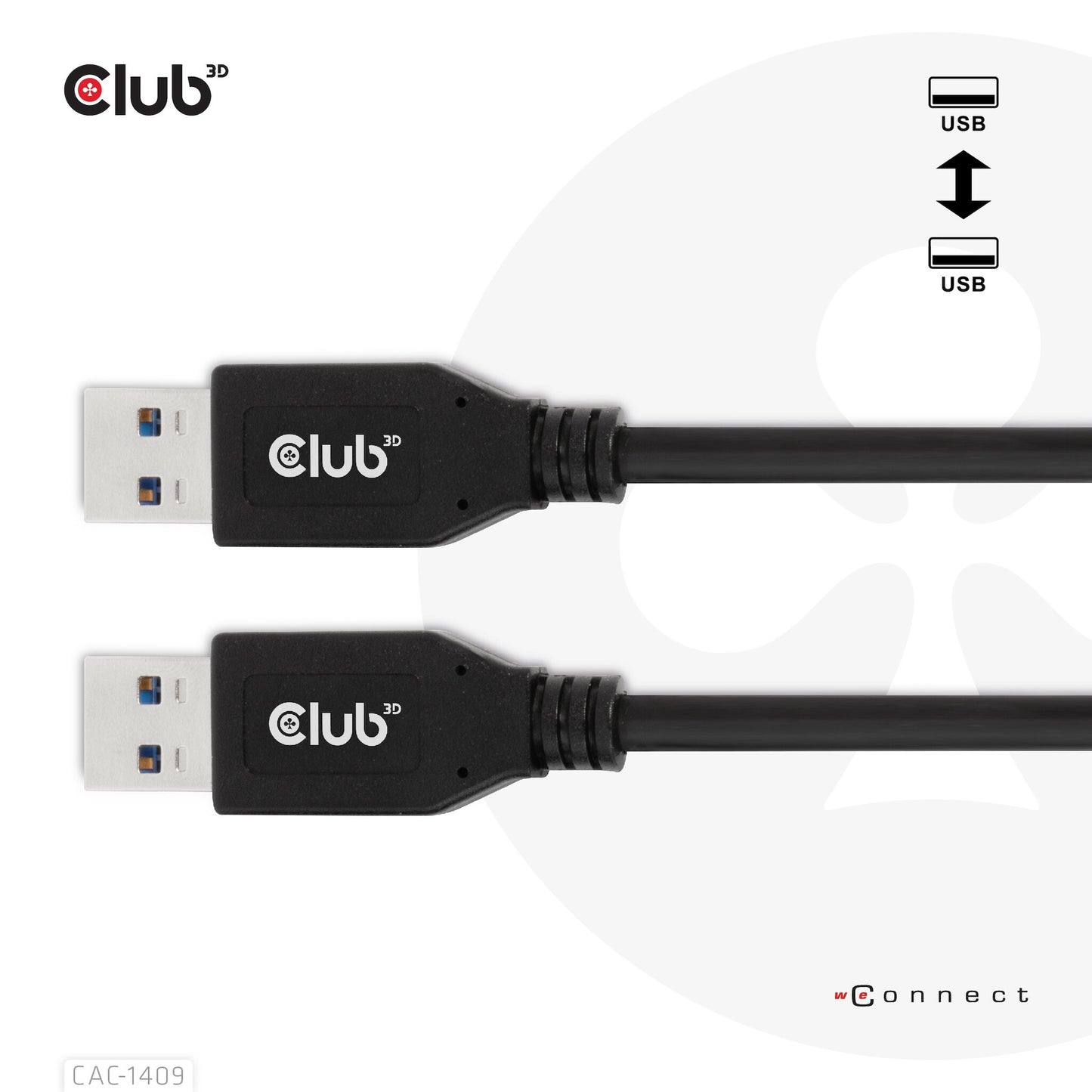 CLUB3D CAC-1409 USB-kablar USB 3.2 Gen 2 (3.1 Gen 2) 0,5 m USB A Svart