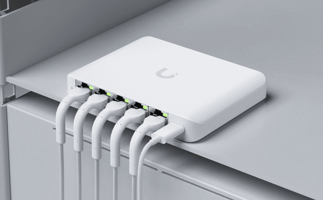 Ubiquiti UniFi Flex Mini 2.5G hanterad 2.5G Ethernet (100/1000/2500) Strömförsörjning via Ethernet (PoE) stöd Skrivbord Vit