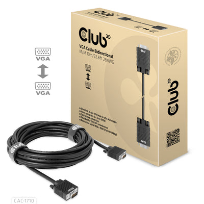 CLUB3D CAC-1710 VGA-kabel 10 m VGA (D-Sub) Svart