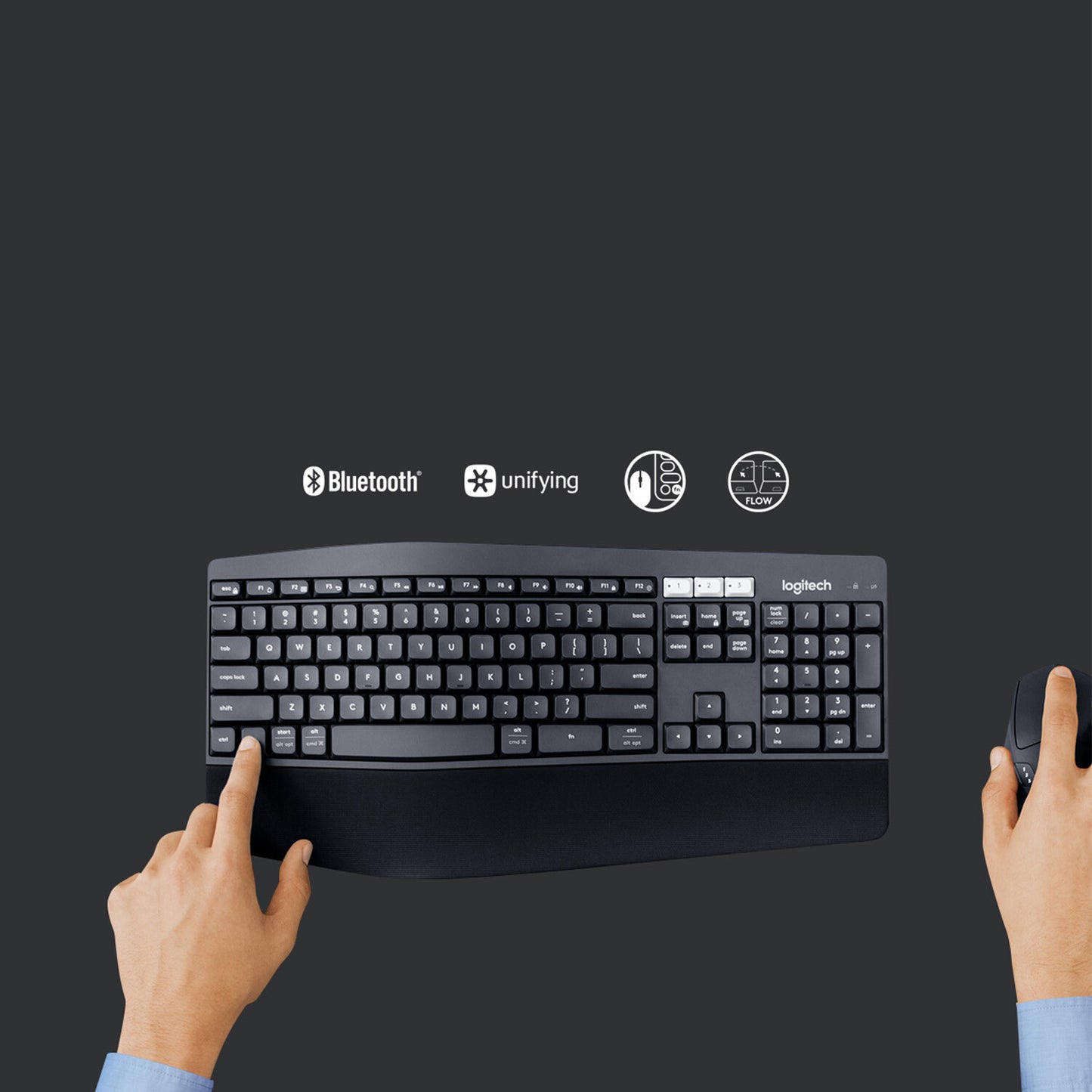 Logitech 920-008221 tangentbord Mus inkluderad Universal Trådlös RF + Bluetooth QWERTZ tyska Svart