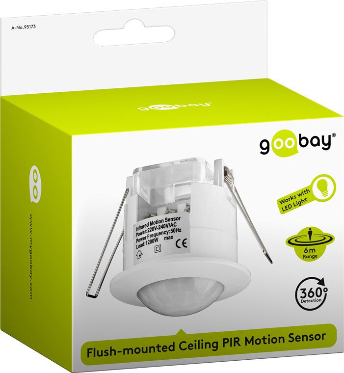 Goobay 95173 rörelsedetektorer Passiv infraröd (PIR) sensor Kabel Tak Vit