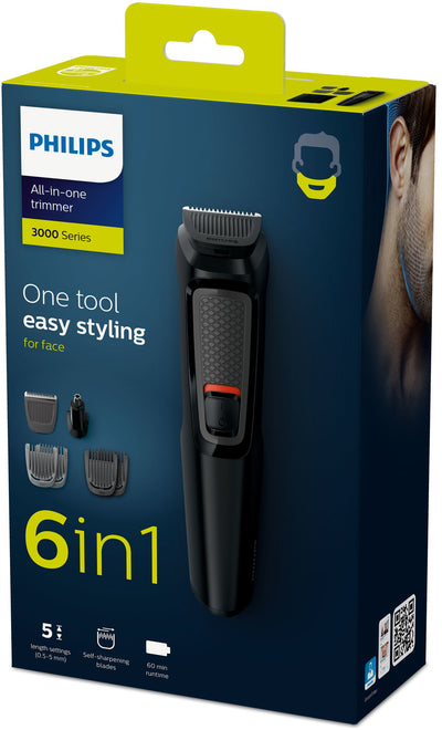Philips MULTIGROOM Series 3000 6 verktyg, självslipande stålblad, 6-i-1, ansikte