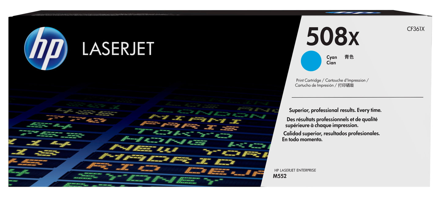 HP 508X cyan original LaserJet-tonerkassett med hög kapacitet