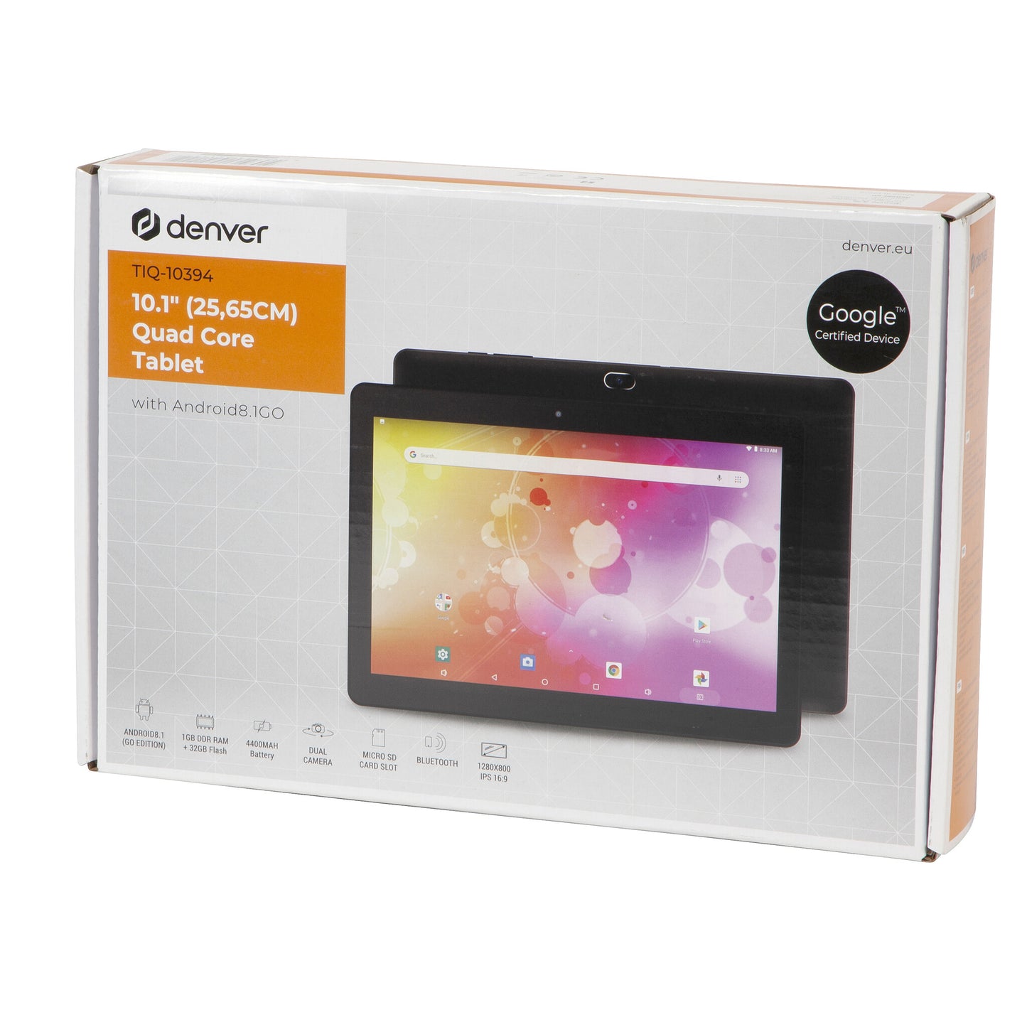 Denver TIQ-10394 datorplattor 32 GB 25,6 cm (10.1") 1 GB Wi-Fi 4 (802.11n) Android 8.1 Go edition Svart