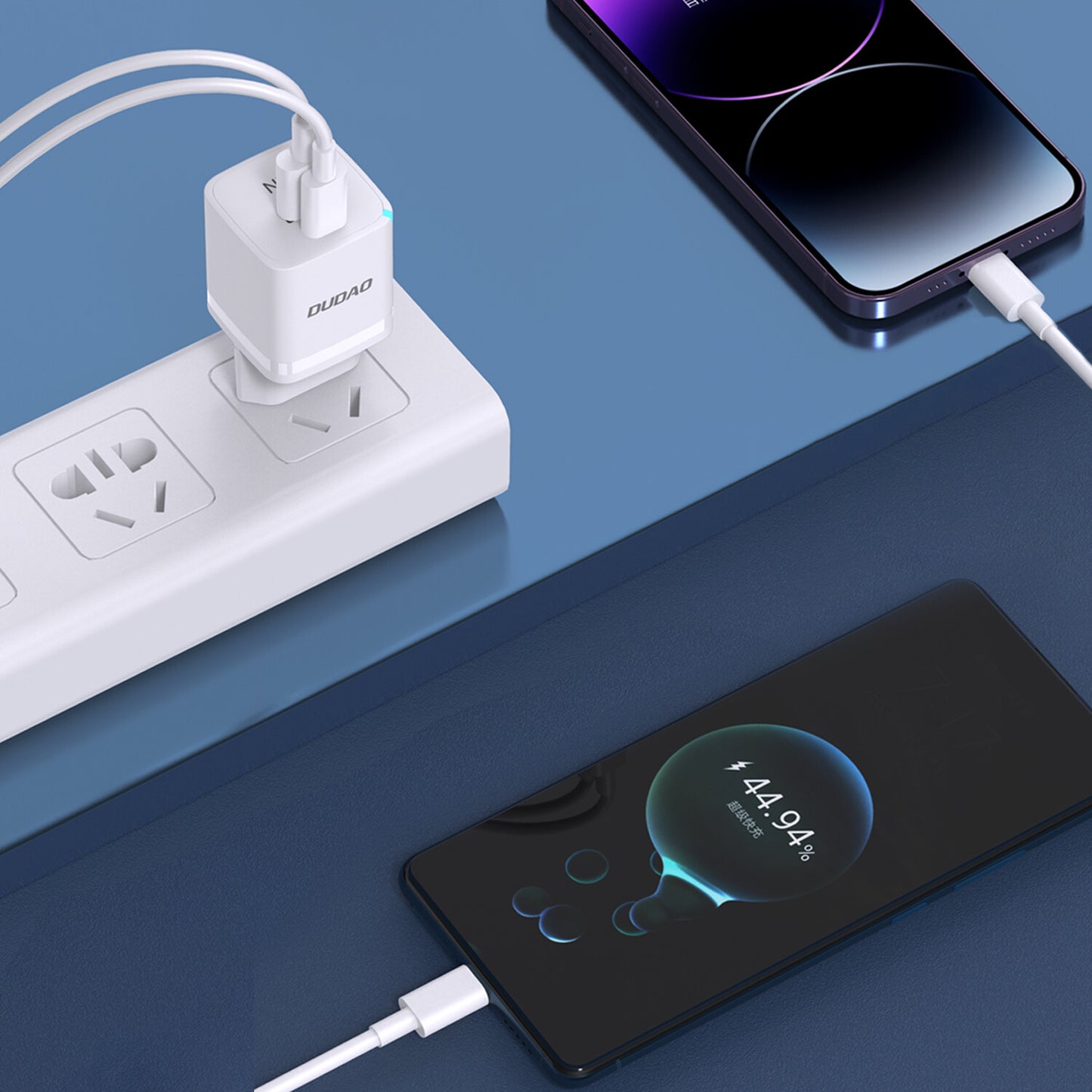 DUDAO A13Pro GAN Adapter 33W 1x USB-C 1x USB-A Universal Vit AC Snabb laddning inomhus