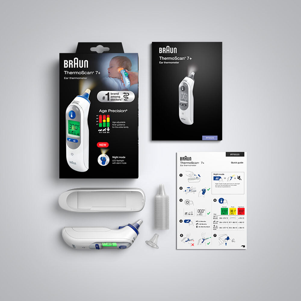 Braun IRT6525 digitala febertermometrar Kontakttermometer Vit Öra Knappar