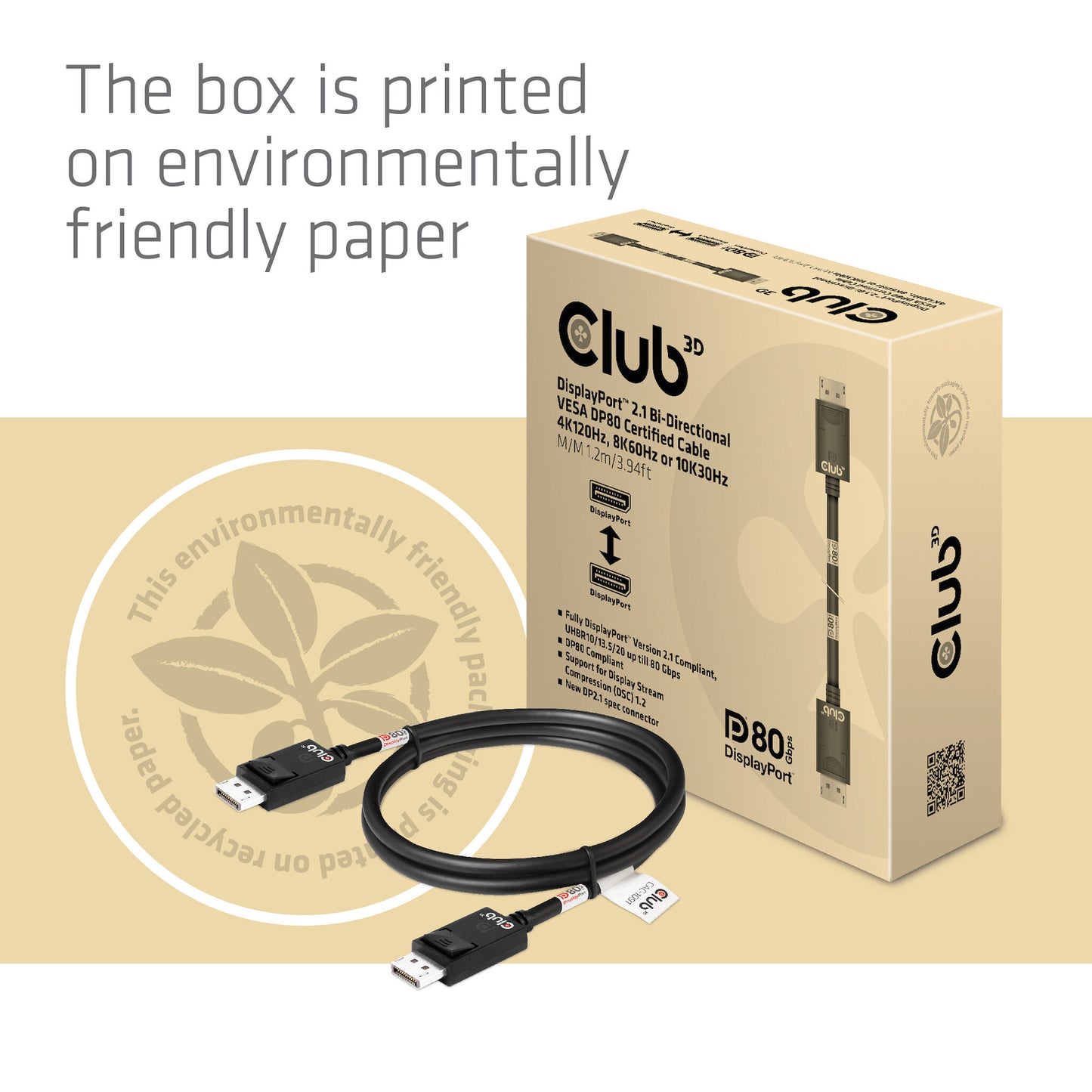 CLUB3D CAC-1091 DisplayPort-kabel 1,2 m Svart