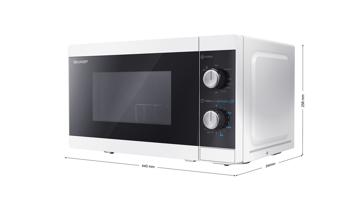 Sharp YC-MG01E-W mikrovågsugn Svart, Vit Grillmikrovågsugn Bänkdiskmaskin 20 l 800 W