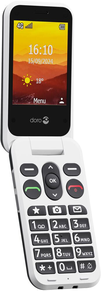 Doro Leva L31 7,11 cm (2.8") 142,7 g Svart, Vit Funktionstelefon