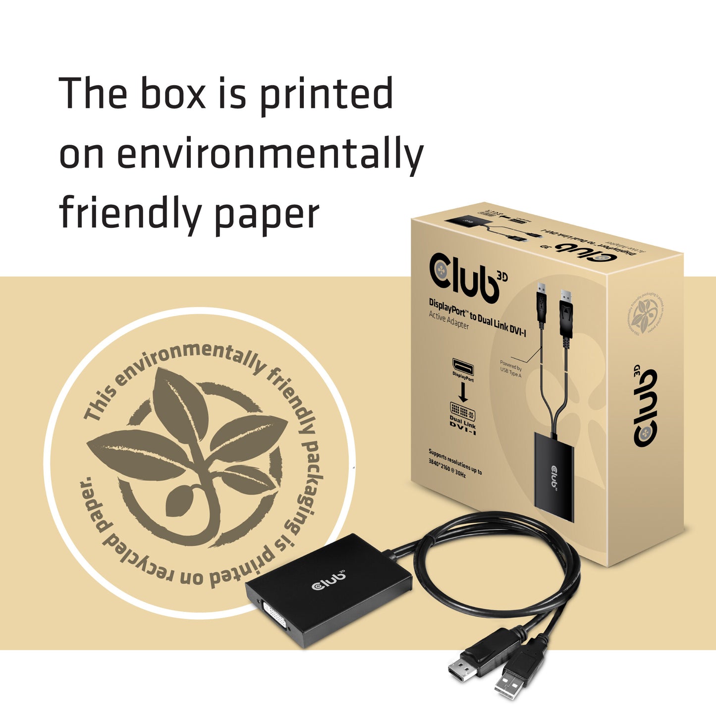 CLUB3D cac-1010 Displayport/usb DVI-I Daul link Svart, Vit