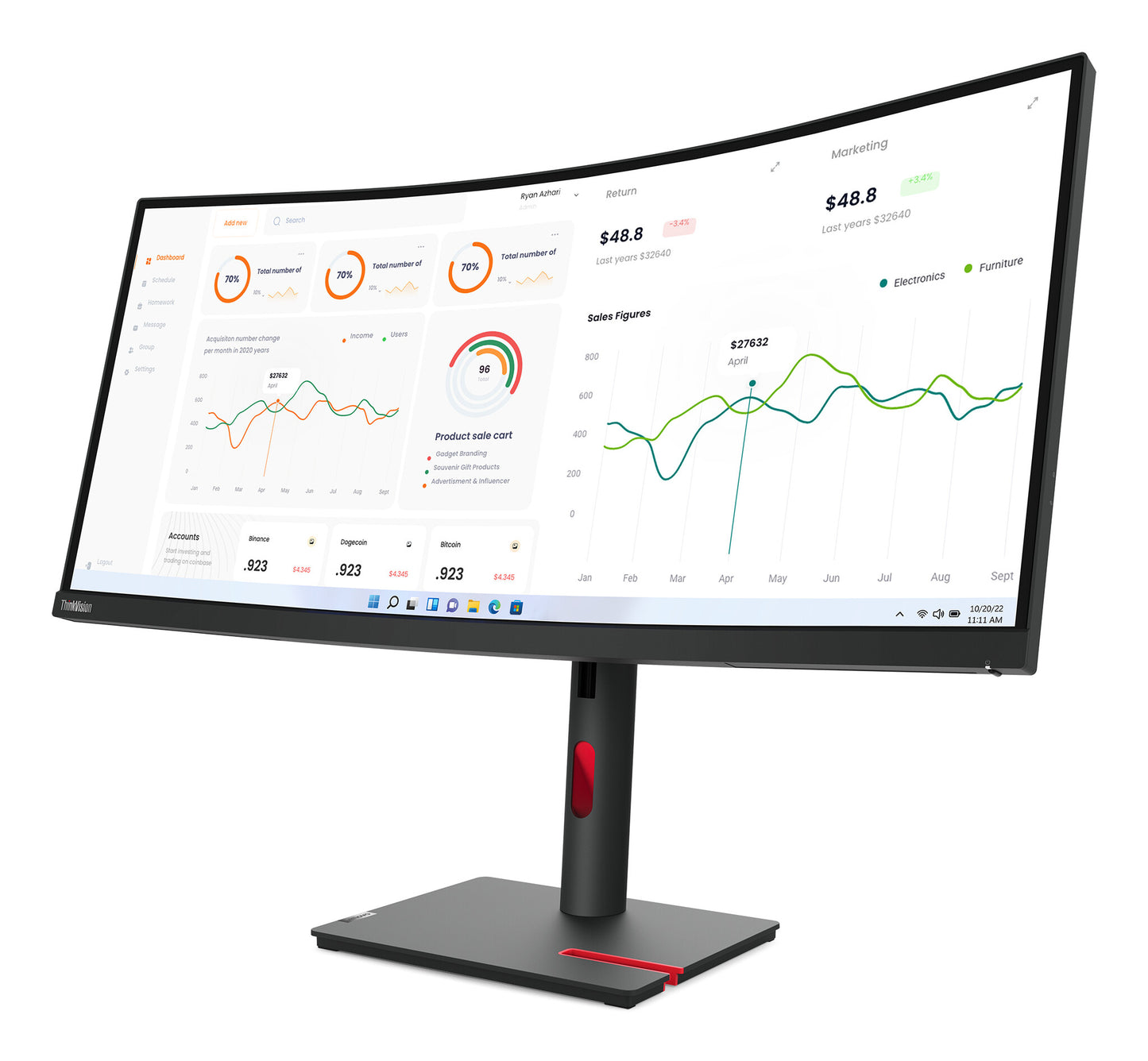 Lenovo ThinkVision T34w-30 LED display 86,4 cm (34") 3440 x 1440 pixlar Wide Quad HD Svart