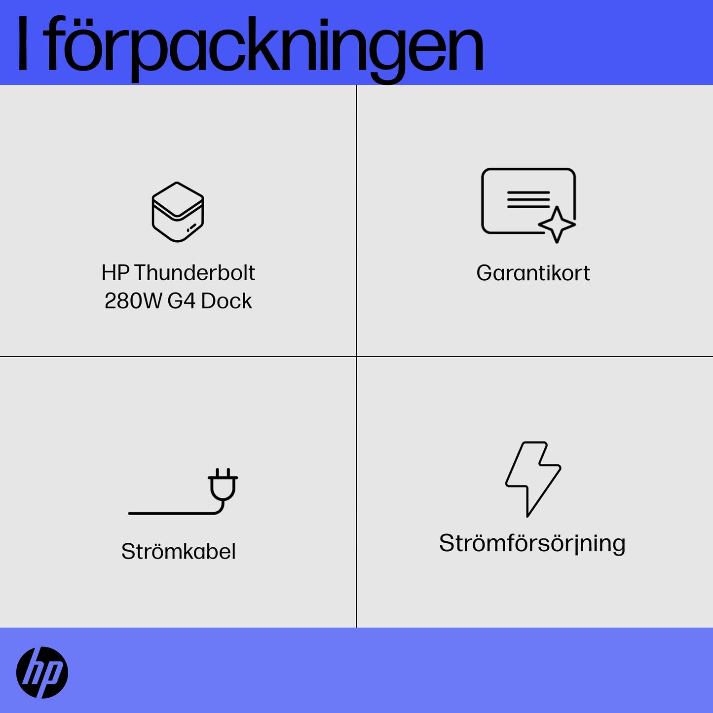 HP Thunderbolt-docka 280 W G4 med kombikabel