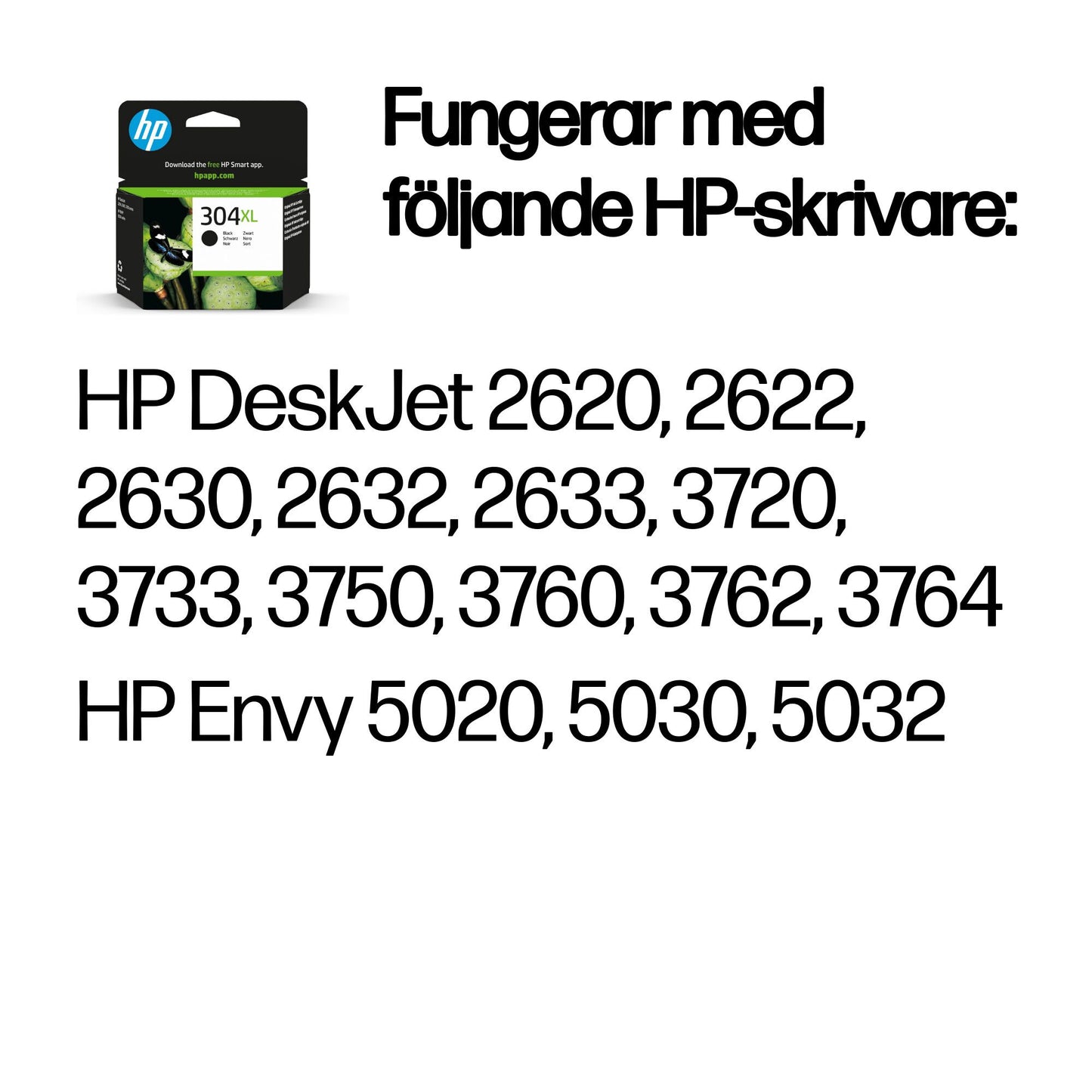HP 304XL svart original bläckpatron