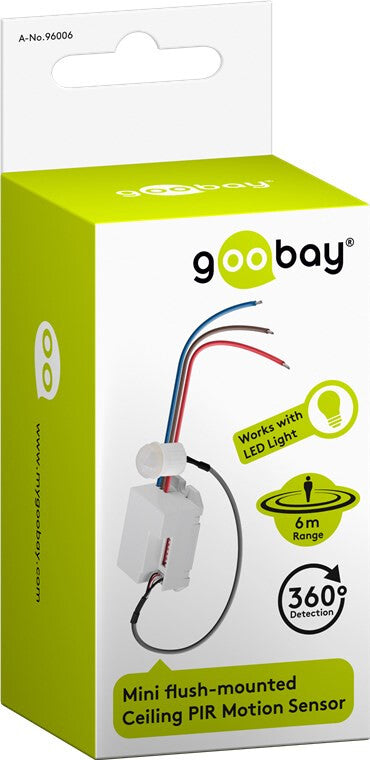Goobay 96006 rörelsedetektorer Passiv infraröd (PIR) sensor Kabel Tak Vit
