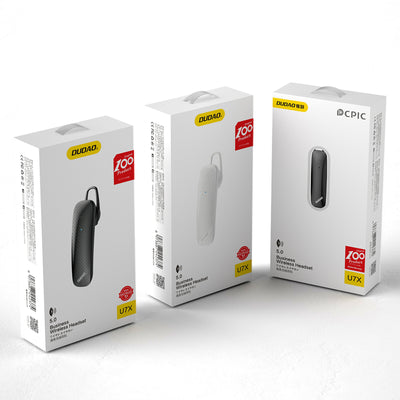 DUDAO Sluchawka zestaw sluchawkowy bezprzewodowa sluchawka Bluetooth Headset Trådlös Öronkrok Samtal/musik Vit