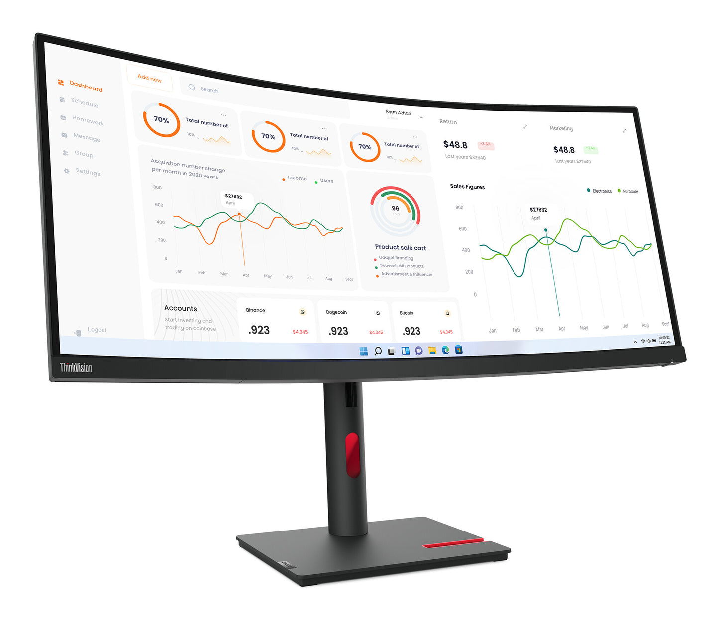 Lenovo ThinkVision T34w-30 LED display 86,4 cm (34") 3440 x 1440 pixlar Wide Quad HD Svart