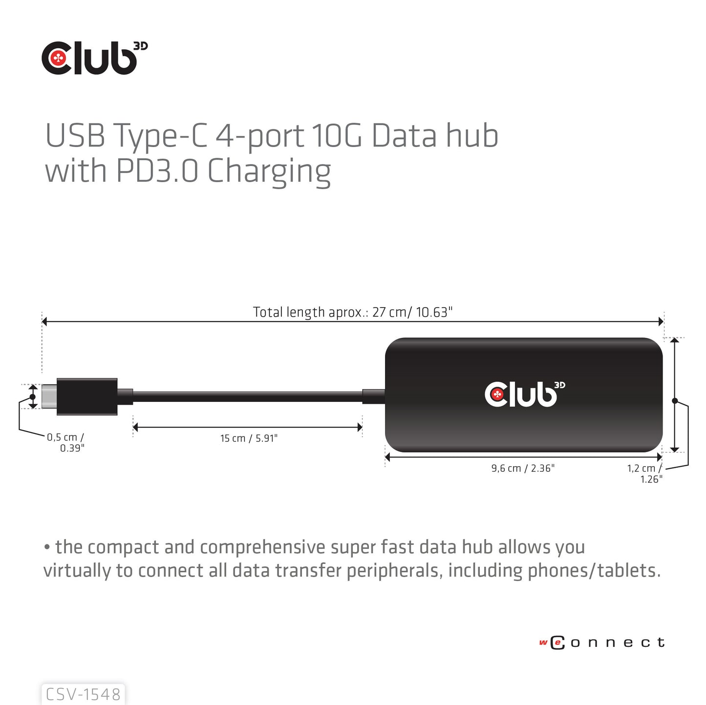 CLUB3D CSV-1548 gränssnittshubbar