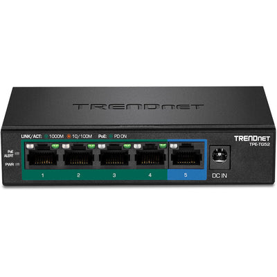 Trendnet TPE-TG52 nätverksswitchar Ohanterad Gigabit Ethernet (10/100/1000) Strömförsörjning via Ethernet (PoE) stöd Svart