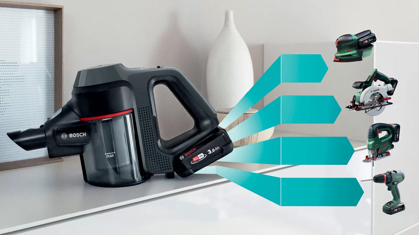 Bosch BBS712A upprättstående dammsugare och elektrisk sopborste 2-in-1 stick vacuum Batteri Torr Hygienfilter Utan påse 0,3 l grafit