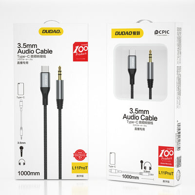 DUDAO audio cable USB-C - mini jack 3.5mm 1m gray L11PROT - Kabel - Audio/Multimedia USB-kablar USB C Grå