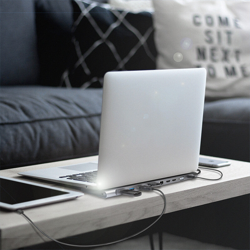 LogiLink UA0373 dockningsstationer för bärbara datorer Kabel USB 3.2 Gen 1 (3.1 Gen 1) Type-C Gjuten aluminium