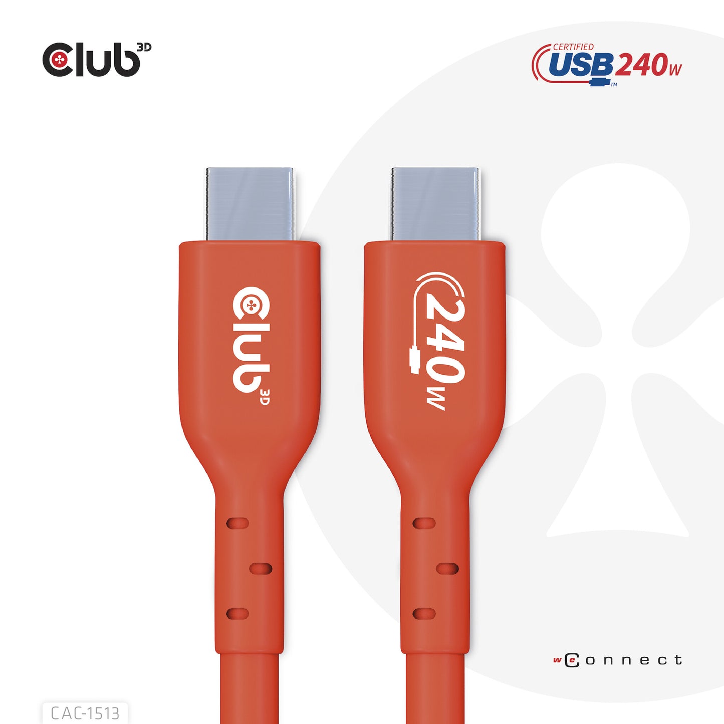 CLUB3D CAC-1513 USB-kablar 3 m USB 2.0 USB C Orange