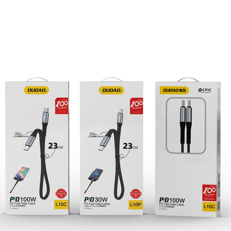 DUDAO L10C USB-C to 23cm. - Digital/Daten USB-kablar 0,23 m USB C Svart, Grå