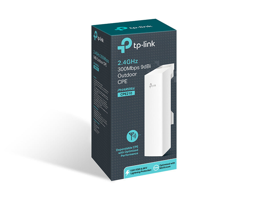 TP-Link 2.4GHz 300Mbps 9dBi Outdoor CPE 300 Mbit/s Vit Strömförsörjning via Ethernet (PoE) stöd