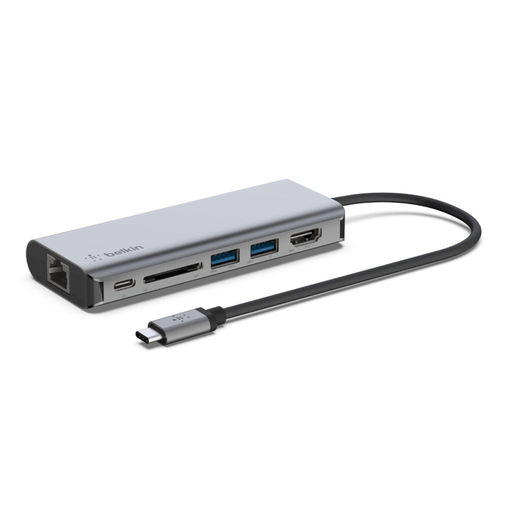 Belkin AVC008BTSGY dockningsstationer för bärbara datorer USB 3.2 Gen 1 (3.1 Gen 1) Type-C Svart, Grå