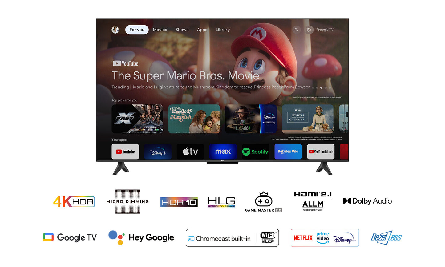 TCL P655 55P655 TV-apparat 139,7 cm (55") 4K Ultra HD Smart-TV Wi-Fi Svart