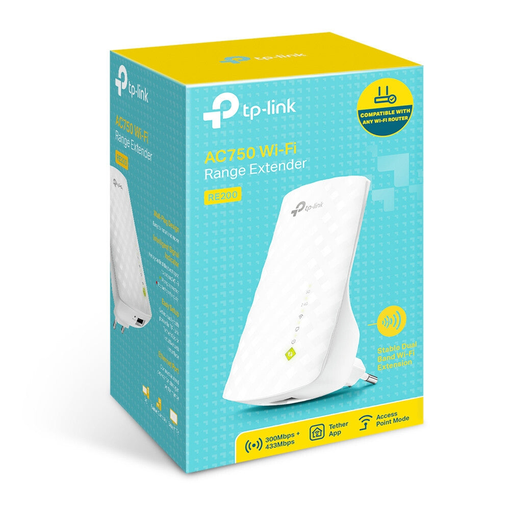 TP-Link RE200 nätverksförlängare Nätverksrepeater Vit 10, 100 Mbit/s