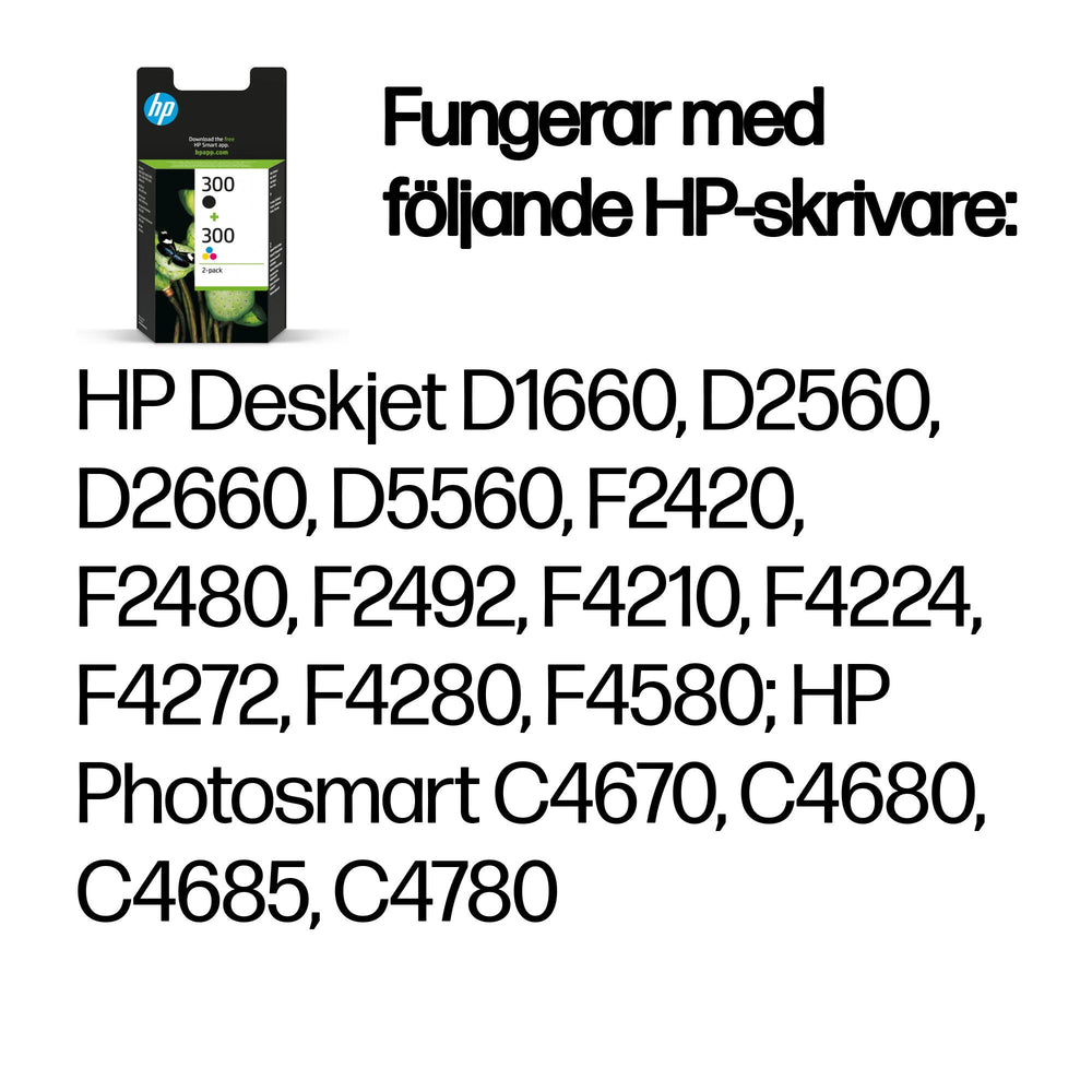 HP 300 svart bläckpatron/trefärgsbläckpatron, original, 2-pack