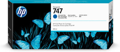 HP 747 300-ml, kromatiskt blått, Designjet-bläckpatron